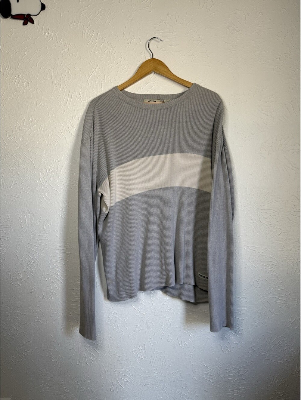 Vintage Polo Jeans Ralph Lauren Ripped Knit Sweater Men's Large Made In Japan